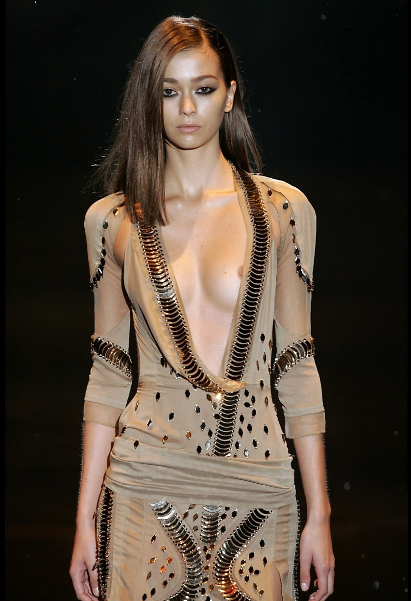 Morgane dubled see through and nipple slip catwalk shots