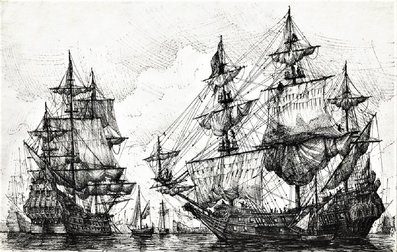 Гравюры парусных кораблей